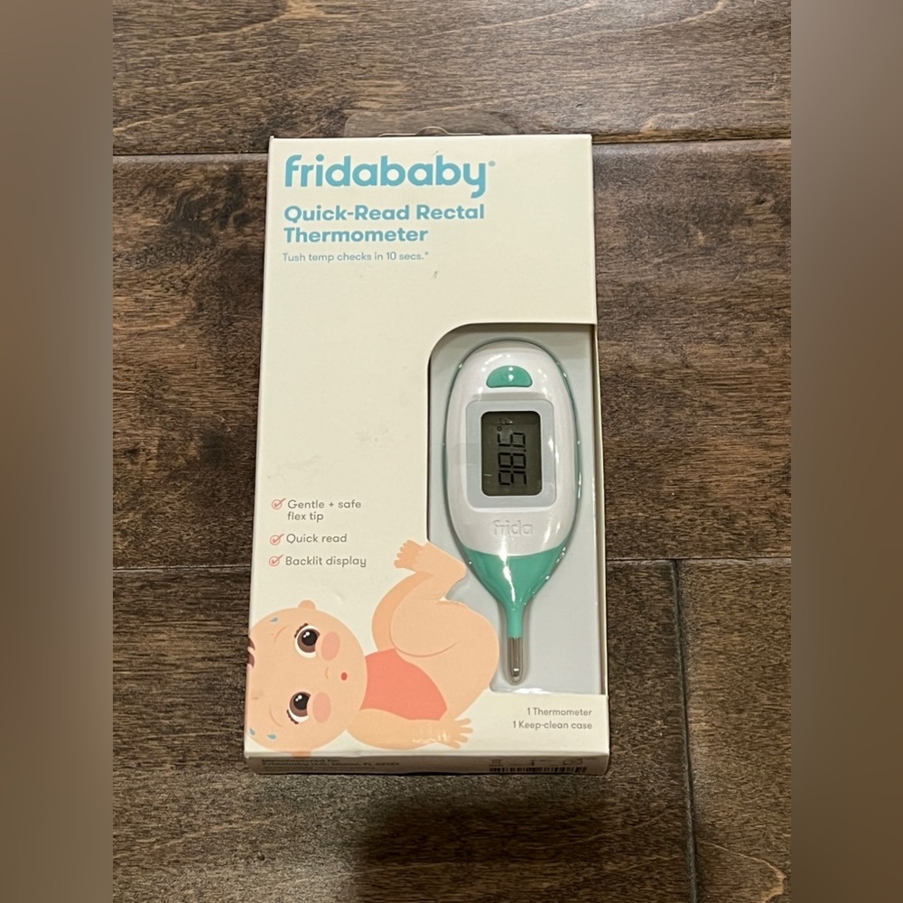 Fridababy Quick Read Flexible Tip Rectal Baby Thermometer Keep Clean Case NEW